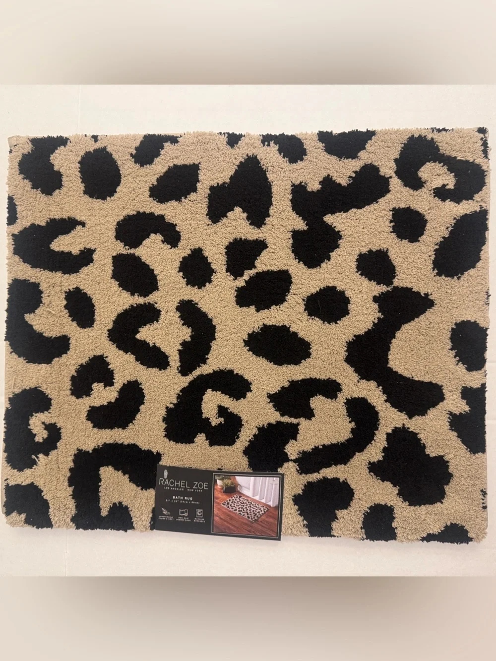 RACHEL ZOE Cheetah Animal Print Bath Rug/Mat - Non-Slip Rubber Back -21